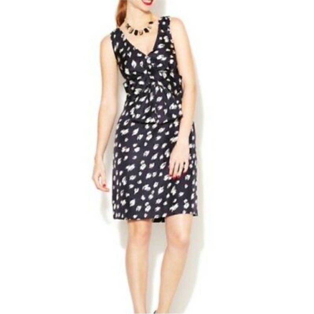 Kate Spade Blue & White 100% Silk Dress Bow Detail sz 4